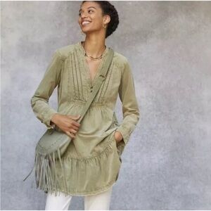 Anthropologie pilcro corduroy tunic dress XS moss green